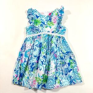 Lilly Pulitzer Madelina Dress Blue Lion Around Size 5 Girls